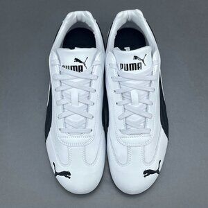 Puma Black And White Leather Racing Sneakers